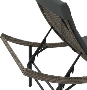 vidaXL Leżak z poduszką, szary, 55x199x50 cm, polirattan 8