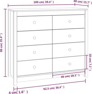 vidaXL Szafka boczna, woskowy brąz, 100x40x90 cm, lite drewno sosnowe 11