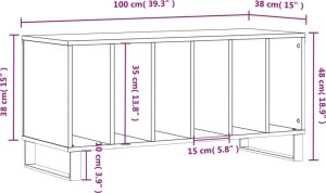 vidaXL Szafka na płyty, czarna, 100x38x48 cm, materiał drewnopochodny 9