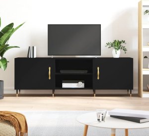 vidaXL Szafka pod TV, czarna, 150x30x50 cm, materiał drewnopochodny 1