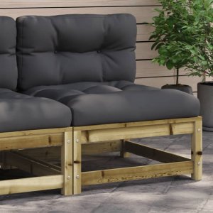 vidaXL Sofa ogrodowa bez podłokietników, z poduszkami, sosnowa 1