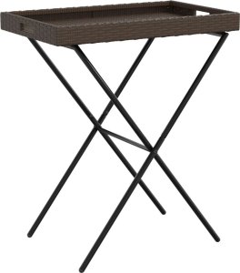 vidaXL Składany stolik z tacą, brązowy, 65x40x75 cm, polirattan 2