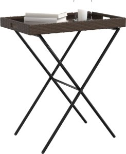 vidaXL Składany stolik z tacą, brązowy, 65x40x75 cm, polirattan 4