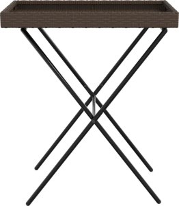 vidaXL Składany stolik z tacą, brązowy, 65x40x75 cm, polirattan 5