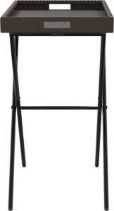 vidaXL Składany stolik z tacą, brązowy, 65x40x75 cm, polirattan 6