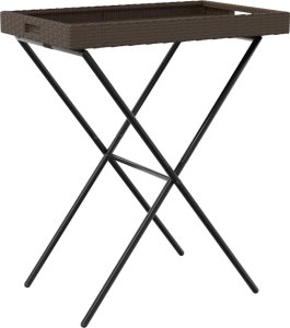 vidaXL Składany stolik z tacą, brązowy, 65x40x75 cm, polirattan 7