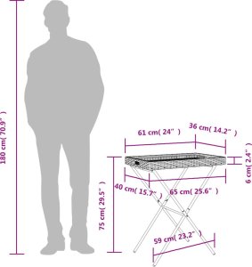 vidaXL Składany stolik z tacą, brązowy, 65x40x75 cm, polirattan 10