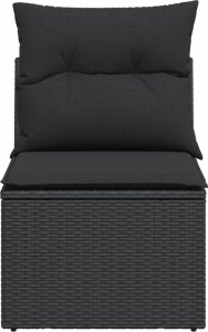 vidaXL Moduł sofy ogrodowej, bez podłokietników, z poduszkami, czarny 4