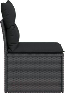 vidaXL Moduł sofy ogrodowej, bez podłokietników, z poduszkami, czarny 5