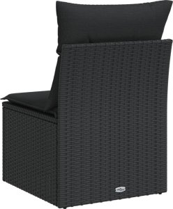 vidaXL Moduł sofy ogrodowej, bez podłokietników, z poduszkami, czarny 6