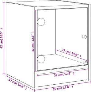 vidaXL Szafka nocna, szklane drzwiczki, przydymiony dąb, 35x37x42 cm 12