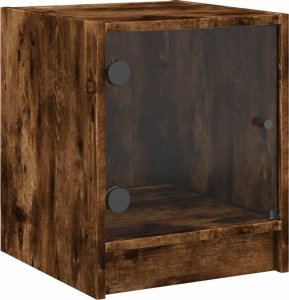 vidaXL Szafka nocna, szklane drzwiczki, przydymiony dąb, 35x37x42 cm 2
