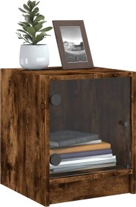 vidaXL Szafka nocna, szklane drzwiczki, przydymiony dąb, 35x37x42 cm 4