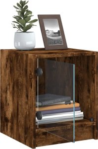 vidaXL Szafka nocna, szklane drzwiczki, przydymiony dąb, 35x37x42 cm 5