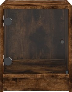 vidaXL Szafka nocna, szklane drzwiczki, przydymiony dąb, 35x37x42 cm 6