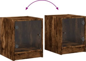 vidaXL Szafka nocna, szklane drzwiczki, przydymiony dąb, 35x37x42 cm 9