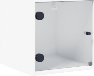 vidaXL Szafka nocna ze szklanymi drzwiami, biała, 35x37x35 cm 2