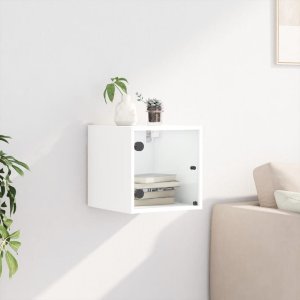 vidaXL Szafka nocna ze szklanymi drzwiami, biała, 35x37x35 cm 3