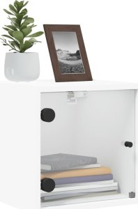 vidaXL Szafka nocna ze szklanymi drzwiami, biała, 35x37x35 cm 4