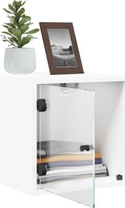 vidaXL Szafka nocna ze szklanymi drzwiami, biała, 35x37x35 cm 5