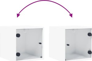 vidaXL Szafka nocna ze szklanymi drzwiami, biała, 35x37x35 cm 9