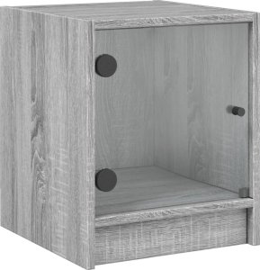 vidaXL Szafka nocna, szklane drzwiczki, szary dąb sonoma, 35x37x42 cm 2