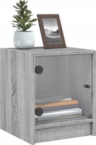vidaXL Szafka nocna, szklane drzwiczki, szary dąb sonoma, 35x37x42 cm 4