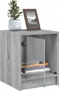 vidaXL Szafka nocna, szklane drzwiczki, szary dąb sonoma, 35x37x42 cm 5
