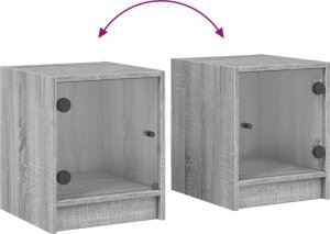 vidaXL Szafka nocna, szklane drzwiczki, szary dąb sonoma, 35x37x42 cm 9