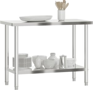 vidaXL Kuchenny stół roboczy, 110x55x85 cm, stal nierdzewna 4