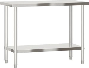vidaXL Kuchenny stół roboczy, 110x55x85 cm, stal nierdzewna 7