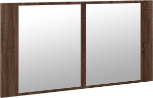 vidaXL Szafka łazienkowa z lustrem i LED, brązowy dąb, 90x12x45, akryl 6