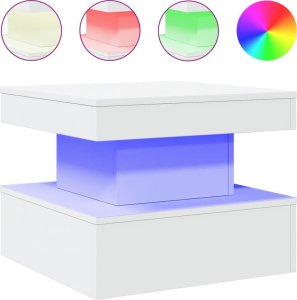 vidaXL Stolik kawowy z oświetleniem LED, biały, 50x50x40 cm 2