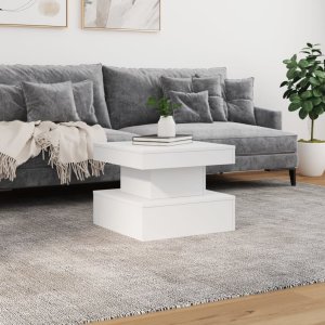 vidaXL Stolik kawowy z oświetleniem LED, biały, 50x50x40 cm 4