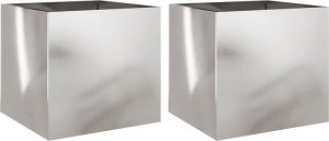 vidaXL Donice, 2 szt., srebrne, 42x40x39 cm, stal nierdzewna 2