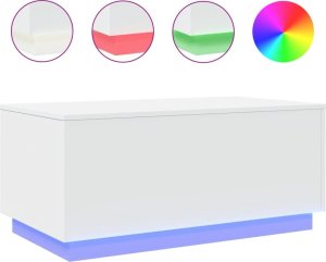 vidaXL Stolik kawowy z oświetleniem LED, biały, 90x50x40 cm 2