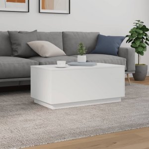 vidaXL Stolik kawowy z oświetleniem LED, biały, 90x50x40 cm 4