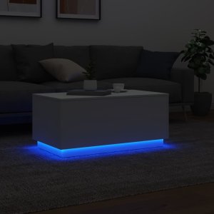 vidaXL Stolik kawowy z oświetleniem LED, biały, 90x50x40 cm 5