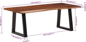 vidaXL Stolik kawowy, miodowy brąz, 110x55x40 cm, lite drewno akacjowe 8
