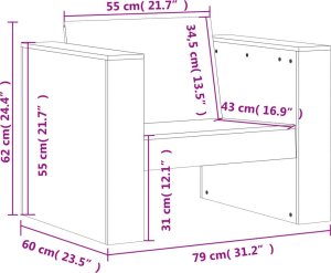 vidaXL Fotel ogrodowy, 79x60x62 cm, lite drewno daglezjowe 9
