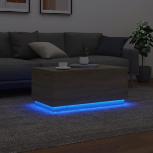 vidaXL Stolik kawowy z oświetleniem LED, dąb sonoma, 90x50x40 cm 5