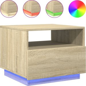 vidaXL Stolik kawowy z podświetleniem LED, dąb sonoma, 50x49x40 cm 2