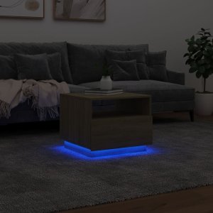 vidaXL Stolik kawowy z podświetleniem LED, dąb sonoma, 50x49x40 cm 5