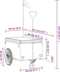 vidaXL Przyczepka rowerowa, czarno-szara, 45 kg, żelazo 12