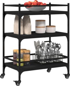 vidaXL Wózek kuchenny, czarny, 65x40x86,5 cm 6