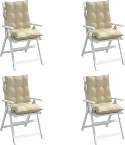 vidaXL Poduszki na krzesła z niskim oparciem, 4 szt., beżowe 4