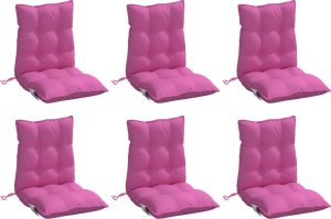 vidaXL Poduszki na krzesła z niskim oparciem, 6 szt., różowe 3