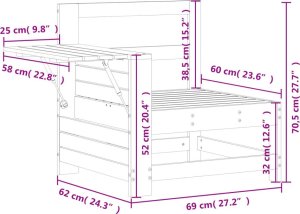 vidaXL Siedzisko ogrodowe z podłokietnikiem i stolikiem, lita sosna 10
