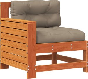 vidaXL Siedzisko ogrodowe z podłokietnikiem i poduszką, woskowy brąz 2