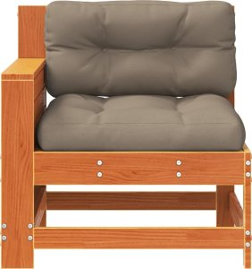 vidaXL Siedzisko ogrodowe z podłokietnikiem i poduszką, woskowy brąz 4